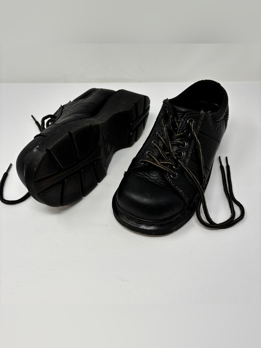 DR MARTENS 90s Vintage Melissa Black Plain Lace To Toe Shoes Size 6 Women's